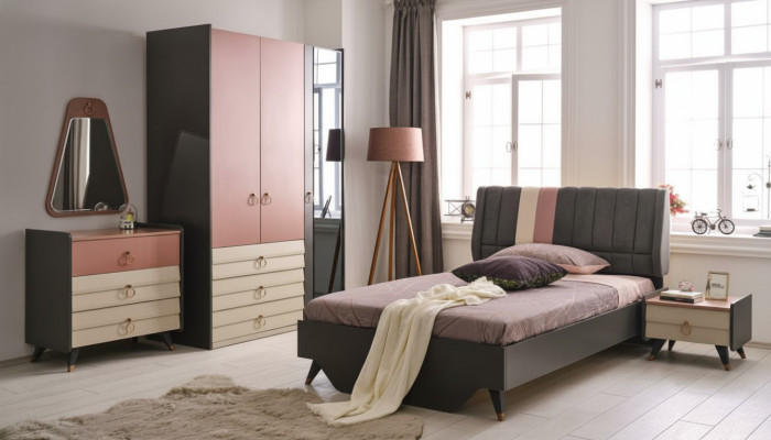 Set da camera da letto di lusso con letto comodino armadio cassettiera specchio nuovo