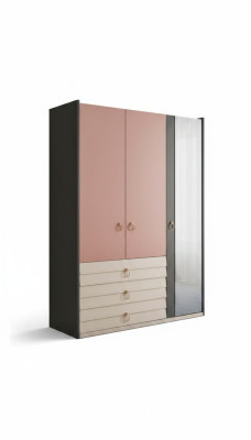 Armadio moderno di lusso in legno con ante in vetro per la camera da letto.