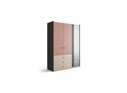 Armadio moderno di lusso in legno con ante in vetro per la camera da letto.