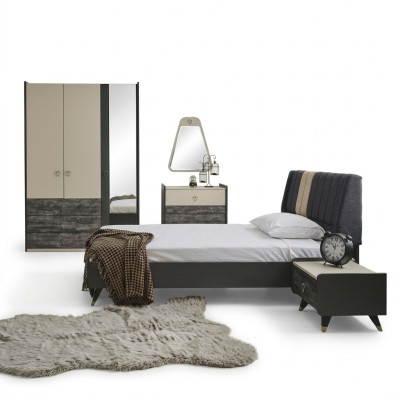 Lussuosa camera da letto elegante. Arredamento moderno. Set di 5 pezzi per letto.