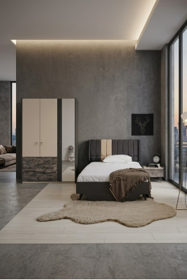 Lussuoso set da camera da letto elegante Delta letto comodino armadio