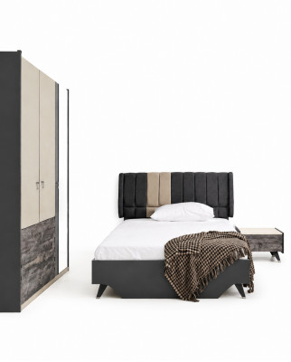 Lussuoso set da camera da letto elegante Delta letto comodino armadio