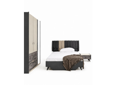 Lussuoso set da camera da letto elegante Delta letto comodino armadio