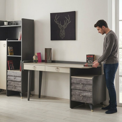 Moderno lussuoso scrivania in legno grigio per la camera da letto, elegante e nuova.