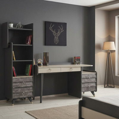 Moderno lussuoso scrivania in legno grigio per la camera da letto, elegante e nuova.