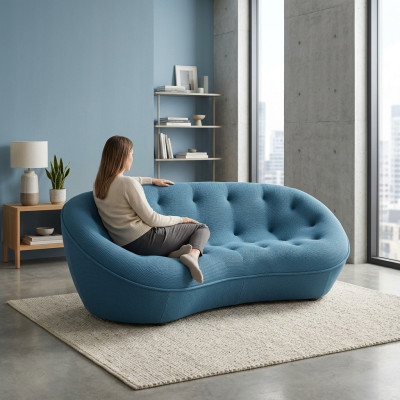 Divano a 3 posti Divano imbottito Sofà Divano Soggiorno Design Tessuto Tessuto