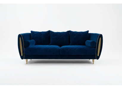 Design Blu Divano Relax a 2 Posti Divano Tessile Imbottito Sofà in Tessuto