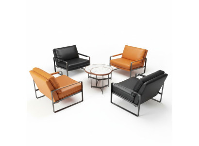 Poltrona Imbottita da Design Moderno in Pelle per Soggiorno di Lusso