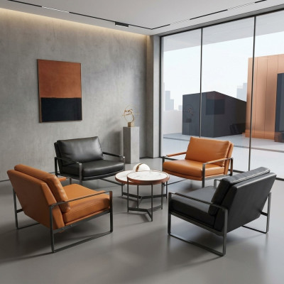 elegante 4x poltrona imbottita posti a sedere design moderno in pelle poltrona lounge di lusso