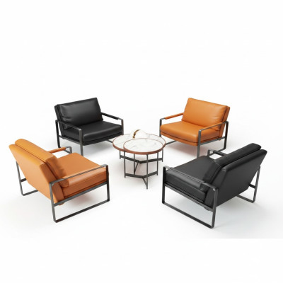 elegante 4x poltrona imbottita posti a sedere design moderno in pelle poltrona lounge di lusso