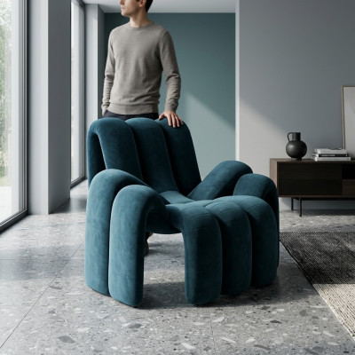 Elegante poltrone verdi divano monoposto moderno poltrone di lusso in tessuto nuovo