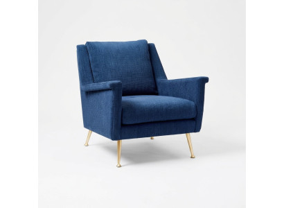 Design Lusso Sedia Blu Poltrona Divano 1 Posto Divano da TV Tessuto Tessile