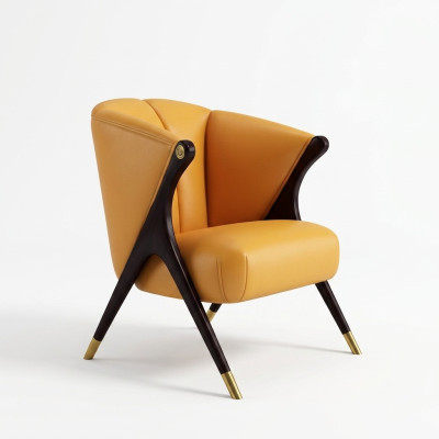 Design di lusso Sedia Arancione Divano Poltrona 1 Posto Chaise longue in ecopelle