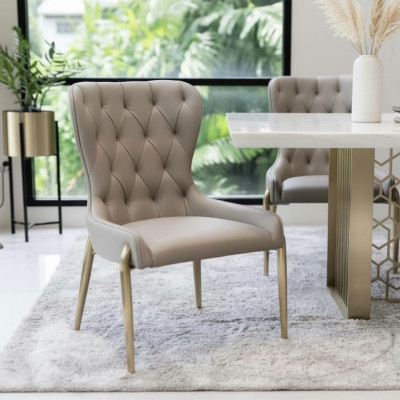 Chesterfield monoposto beige Sedia in metallo Sedie da pranzo di lusso Sedia moderna