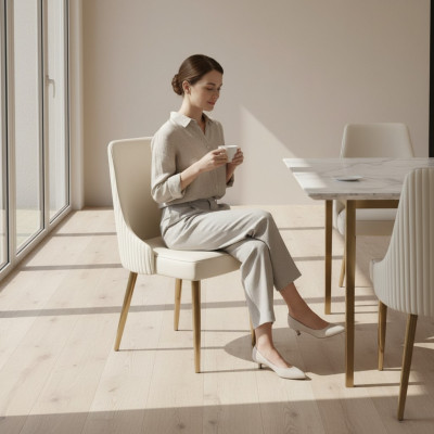 Stile moderno Elegante Poltrona Sedia Bianca Seduta Imbottita Design Metallo nuovo