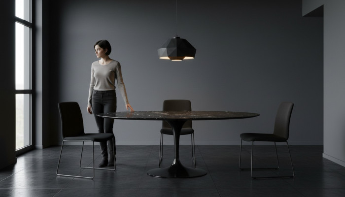 Sala da pranzo Mobili Tavolo da pranzo Nero Design Tavoli Mobili di lusso Rotondo Nuovo