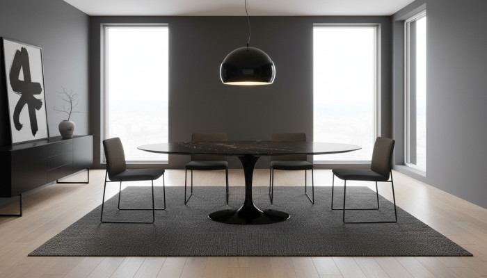 Sala da pranzo Mobili Tavolo da pranzo Nero Design Tavoli Mobili di lusso Rotondo Nuovo