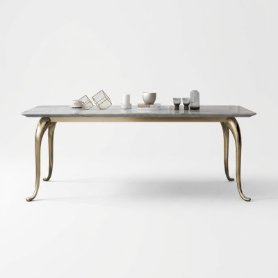 Tavolo da pranzo di lusso moderno, design rettangolare per cucina, mobili da sala da pranzo.