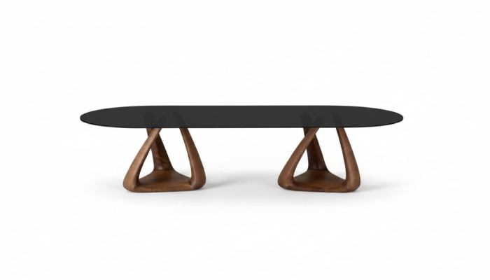 Tavolo da pranzo nero di design Tavolo da pranzo di lusso con piano ovale in legno