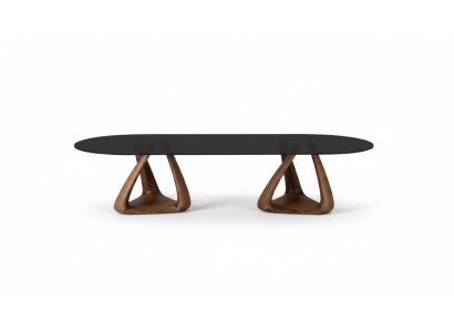 Tavolo da pranzo nero di design Tavolo da pranzo di lusso con piano ovale in legno