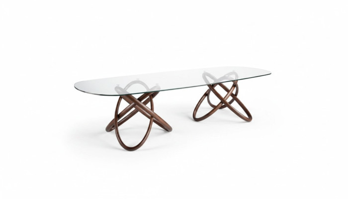 Designer Tavolo da pranzo moderno di lusso ovale in vetro nuovo.