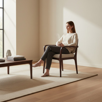 Designer Sedia Imbottita Grigia per Sala da Pranzo in Legno Marrone Struttura della Sedia