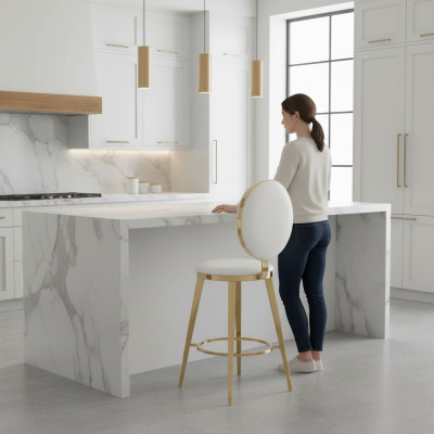 Designer Sedia Imbottita Bianca Mobili da Pranzo di Lusso Tessile Singolo