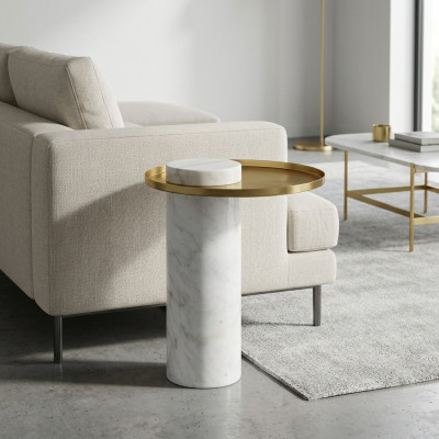 Elegante tavolino tondo bianco tavolino da salotto di lusso mobili da soggiorno