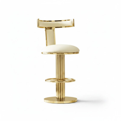Sedia da pranzo bianca in acciaio inossidabile con telaio in metallo di design.