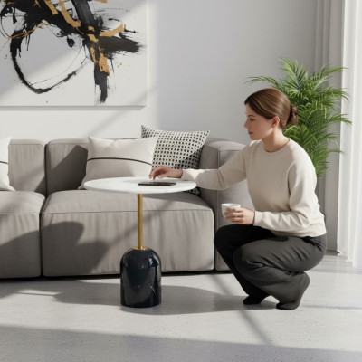 Tavolino da salotto bianco e nero, tavolo da caffè, mobili da soggiorno design.