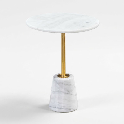 Tavolo bianco rotondo in marmo, mobili in metallo, tavolini da salotto, tavolo design