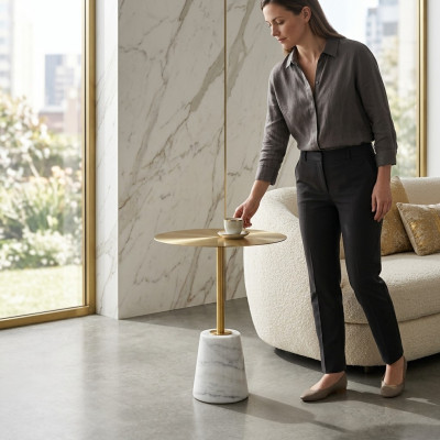 Tavolino laterale di lusso rotondo di alta qualità del designer