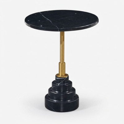 Tavolini da caffè rotondi moderni in lusso nero di marmo.