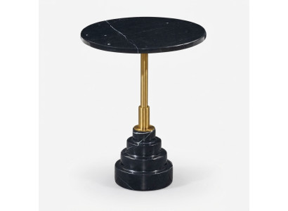 Tavolini da caffè rotondi moderni in lusso nero di marmo.