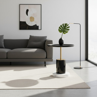 Tavolino da caffè rotondo di design, tavolini da appoggio di lusso, mobili da tavolo per il soggiorno.