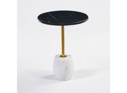 Lussuoso tavolo in marmo, mobili da soggiorno, design rotondo, stile tavolino.