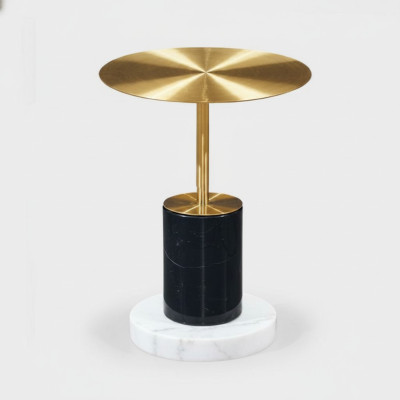 Tavolino da salotto moderno in marmo dorato, design rotondo