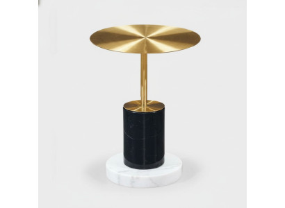 Tavolino da salotto moderno in marmo dorato, design rotondo