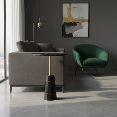 Tavolino rotondo nero da salotto tavolino da caffè design in acciaio inossidabile stile mobili