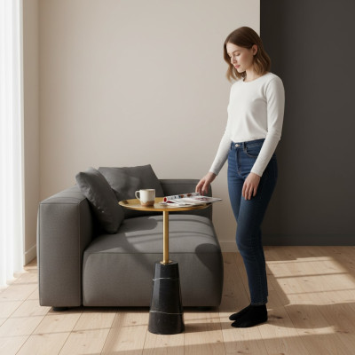 Designer Tavolino da salotto in marmo nero di lusso per il soggiorno