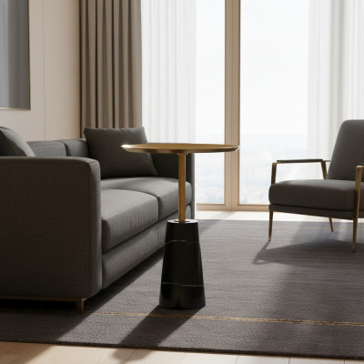 Designer Tavolino da salotto in marmo nero di lusso per il soggiorno