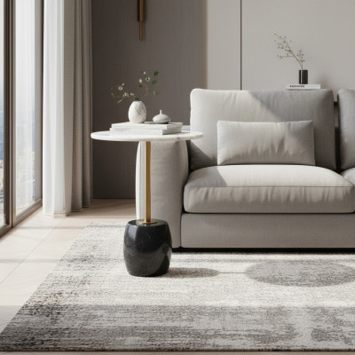 Tavolino da salotto circolare con piano in marmo di design di alta qualità