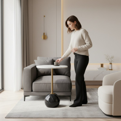 Tavolino in marmo bianco e nero - Mobili da design per il soggiorno - Tavolini per divani