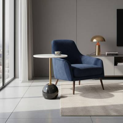 Tavolino in marmo bianco e nero - Mobili da design per il soggiorno - Tavolini per divani