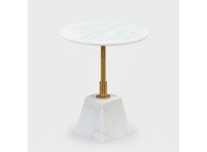 Tavolino laterale bianco e oro elegante per il soggiorno, tavoli rotondi in marmo.