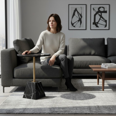 Tavolino laterale nero, tavolini da design eleganti, tavolini da appoggio di stile.