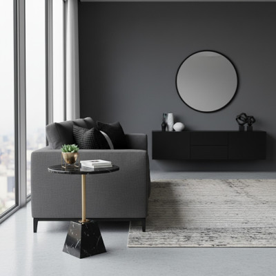 Tavolino rotondo nero da salotto tavolino da appoggio tavolo design soggiorno