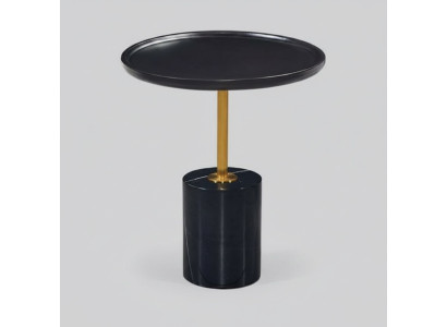 Tavolino tondo nero con base in acciaio inossidabile, tavolino da designer