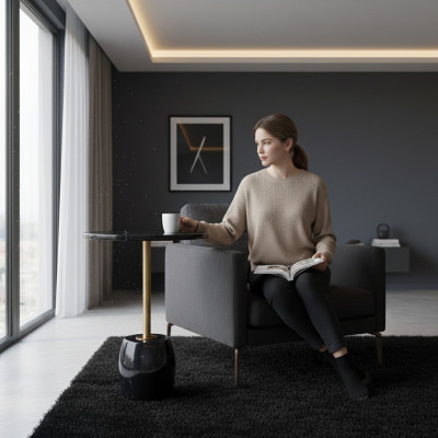Tavolino da salotto nero lussuoso tavolino da caffè design per il soggiorno tavolini laterali.