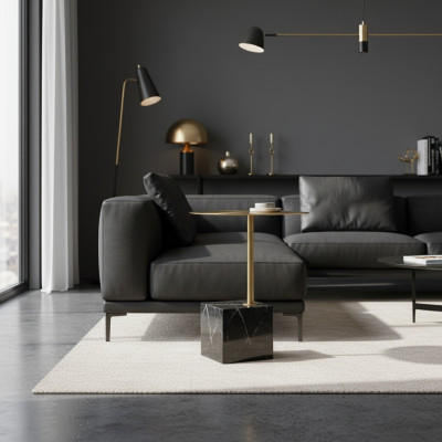 Designer tavolino nero e dorato tavolino da salotto di lusso in metallo